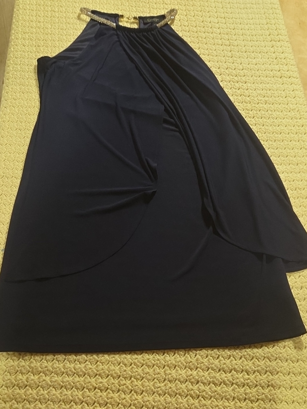 Jessica Simpson Navy Midi Skirt with Beaded Waist